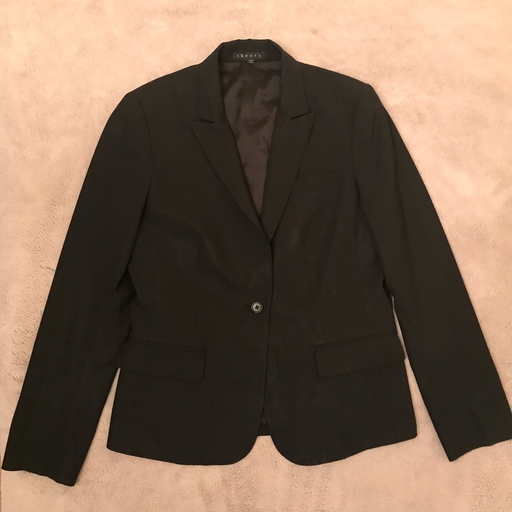 THEORY Women’s Career Black Fitted Blazer Jacket 6